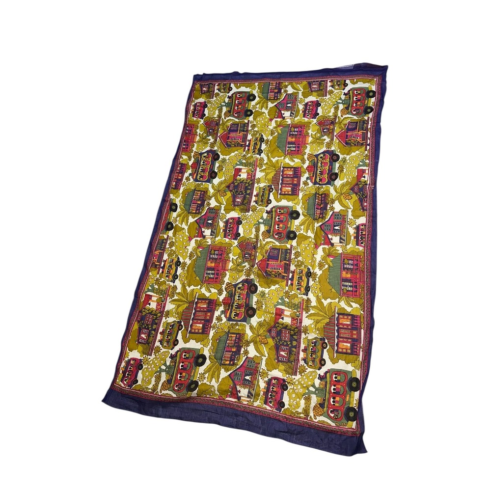 NEW WITH TAGS RED SAIL SPORTS Bus & House Printed Scarf purple Border multicolor
